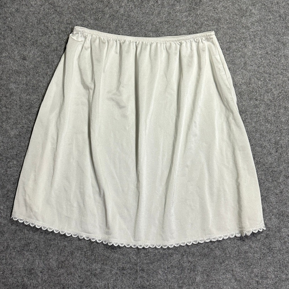 Vintage Half Slip Underskirt Medium White Lace Trim Silky Foundation